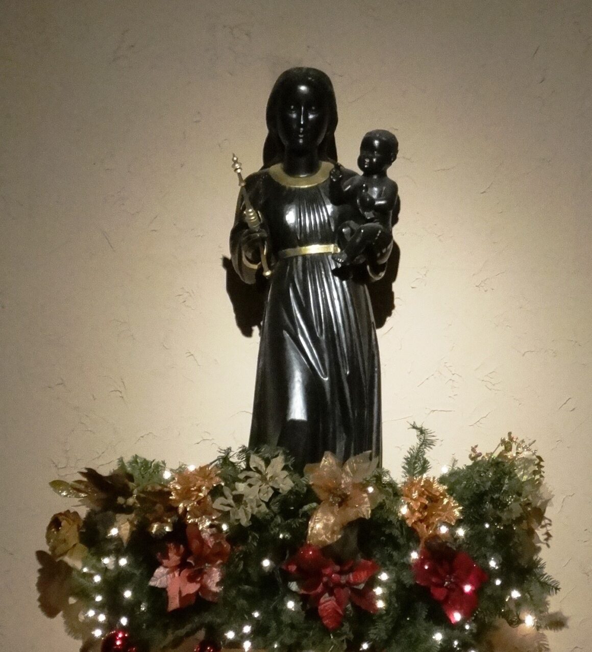 Black Madonna of statue of the Blessed Virgin Mary and Christ-Child from New Clairvaux Abbey